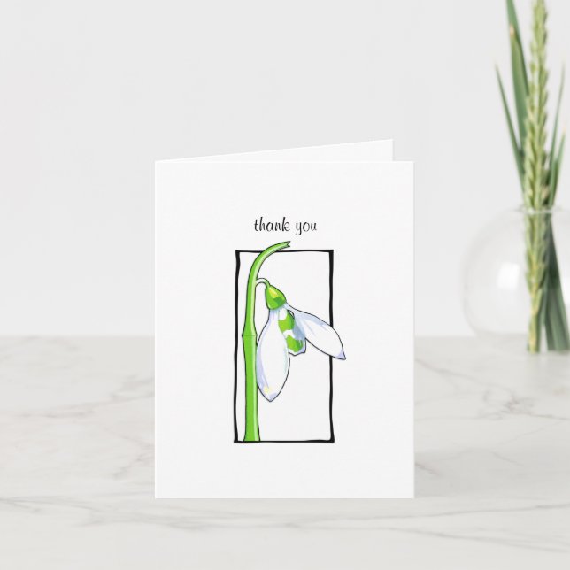 Snowdrop weiß Danke Note Card (Vorderseite)