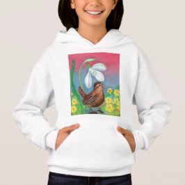 Snowdrop & wren bird & spring Girls Hoodie