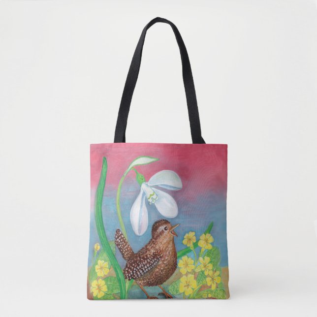 Snowdrop & wren bird & spring tasche (Vorderseite)