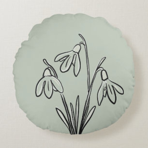 Snowdrops Blume Januar Geburtstag Rundes Kissen