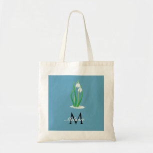 Snowdrops Blume Spring Custom Monogram Tragetasche