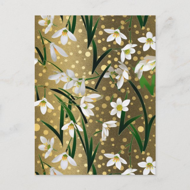Snowdrops Chiyogami Postkarte (Vorderseite)