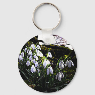 Snowdrops durch Fluss Hafren Schlüsselanhänger