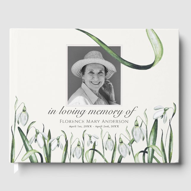 Snowdrops Foto Memorial Funeral Gästebuch (Vorderseite)