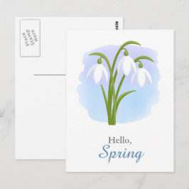 Snowdrops - Frühlingsblumen Wasserfarbiges blaues Postkarte