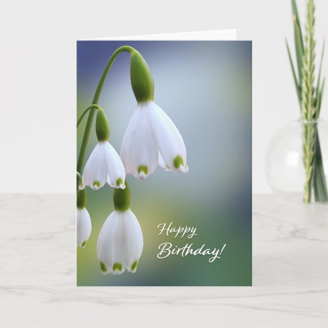 Snowdrops Happy Birthday Card Karte (Vorderseite)