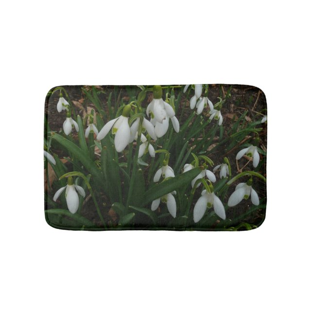 Snowdrops I (Galanthus) Weiße Frühlingsblumen Badematte (Vorderseite)