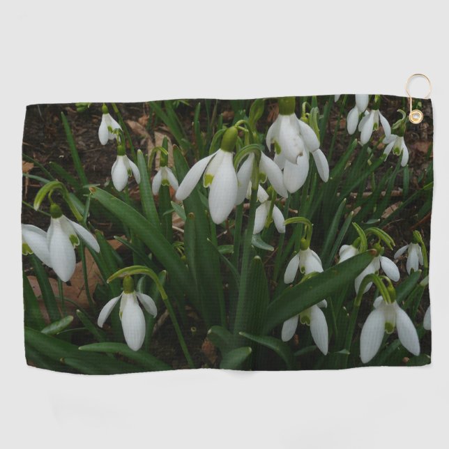 Snowdrops I (Galanthus) Weiße Frühlingsblumen Golfhandtuch (Horizontal)