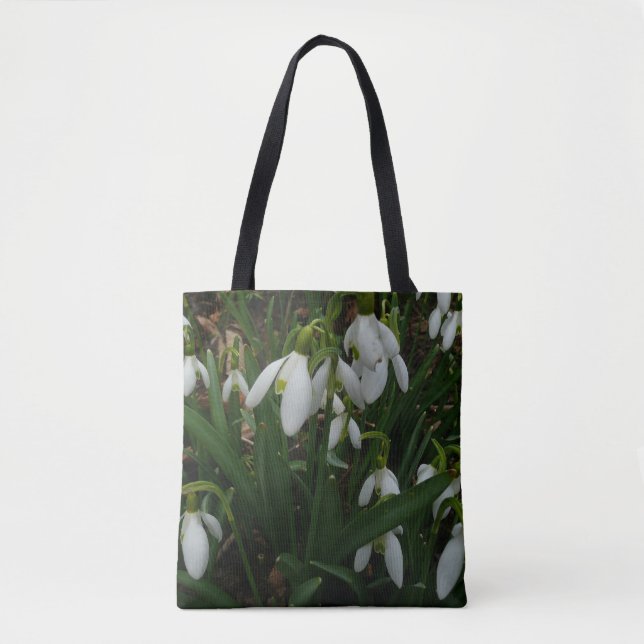 Snowdrops I (Galanthus) Weiße Frühlingsblumen Tasche (Vorderseite)