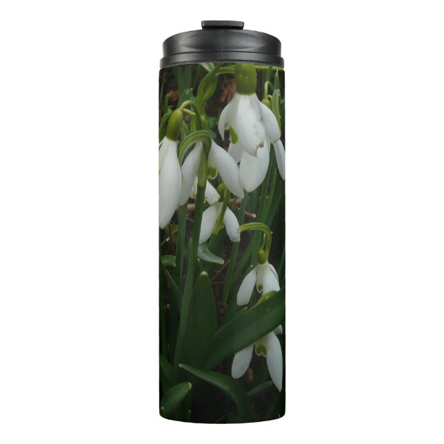 Snowdrops I (Galanthus) Weiße Frühlingsblumen Thermosbecher (Vorderseite)