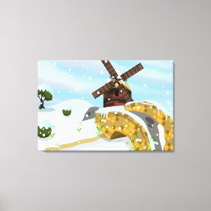 Snowdrops Windmühle Leinwanddruck