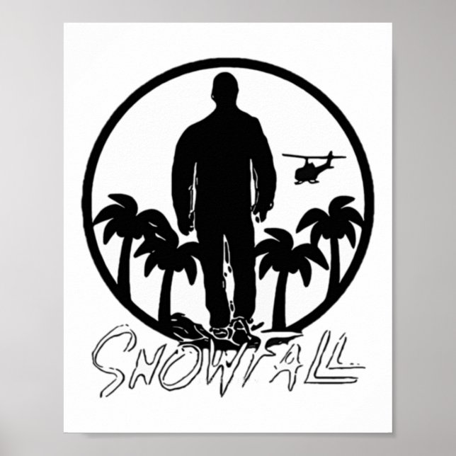 Snowfall Sunset Chopper Schwarz-weiß Sticker Poster (Vorne)
