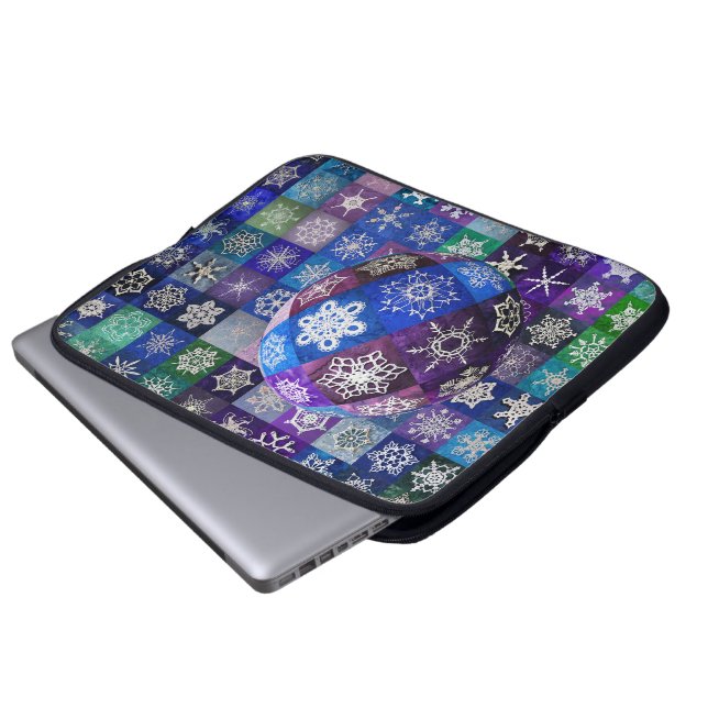 Snowfänger Schneeflocke-Temperatur-Quilt Laptopschutzhülle (Vorne Knopf)