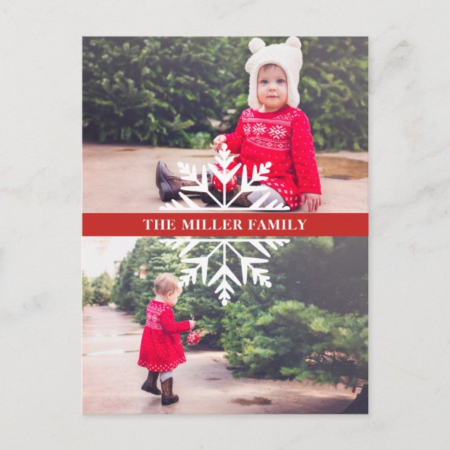 Snowflake 2-Foto-Urlaub Postkarte (Vorderseite)
