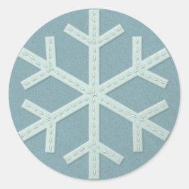 Snowflake Aqua Blue Imitats Felt Runder Aufkleber
