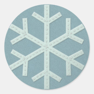Snowflake Aqua Blue Imitats Felt Runder Aufkleber