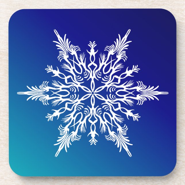 SNOWFLAKE auf blau Untersetzer (Vorderseite)