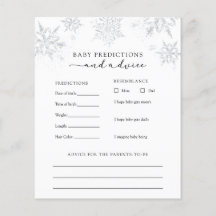 Snowflake Baby Advice and Predictions Card