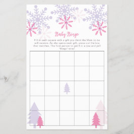 Snowflake Baby Dusche Winter Bingo Spiel Aktivität Flyer