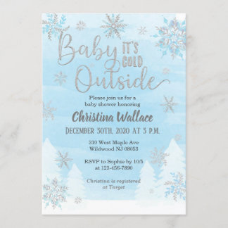 Snowflake Baby Shower Einladung für einen Jungen