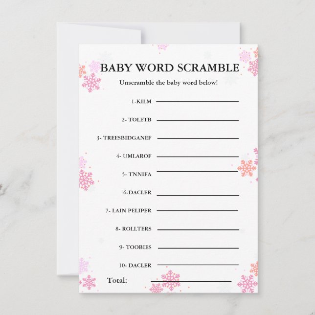 Snowflake Baby word Rührei Babydusche Karte (Vorderseite)