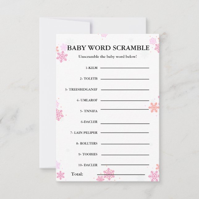 Snowflake Baby Wortgewirr Baby Dusche Spiel (Vorderseite)