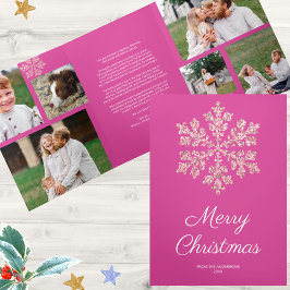 Snowflake Berry Bling 6 Pic Merry Multi Foto Dreifach Gefaltete Urlaubskarte