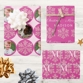 Snowflake Berry Bling Classic 2 Foto Weihnachten Geschenkpapier Set