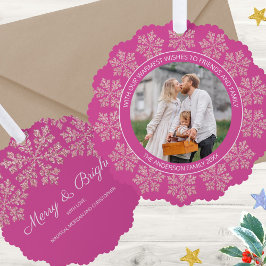 Snowflake Berry Bling Elegantes Foto Weihnachten Ornament Karte
