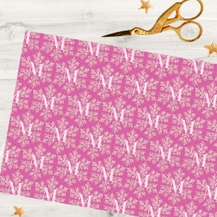 Snowflake Berry Bling Rustikales Muster Monogramm Seidenpapier