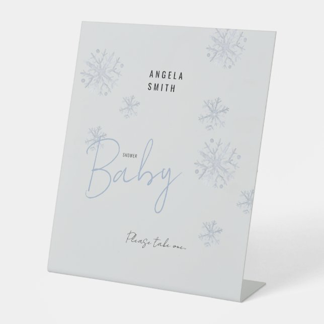 Snowflake Bitte nehmen Sie ein Baby Duschzeichen Sockelschild (Vorderseite)