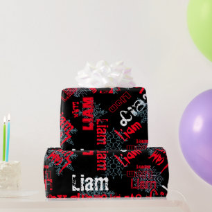 Snowflake Black Gift Wrap Name ändern Rot, weiß Geschenkpapier