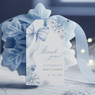 Snowflake Blaue Schleife Baby Shower Geschenkanhänger