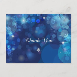 Snowflake Blue Bokeh Winter Danke Postkarte