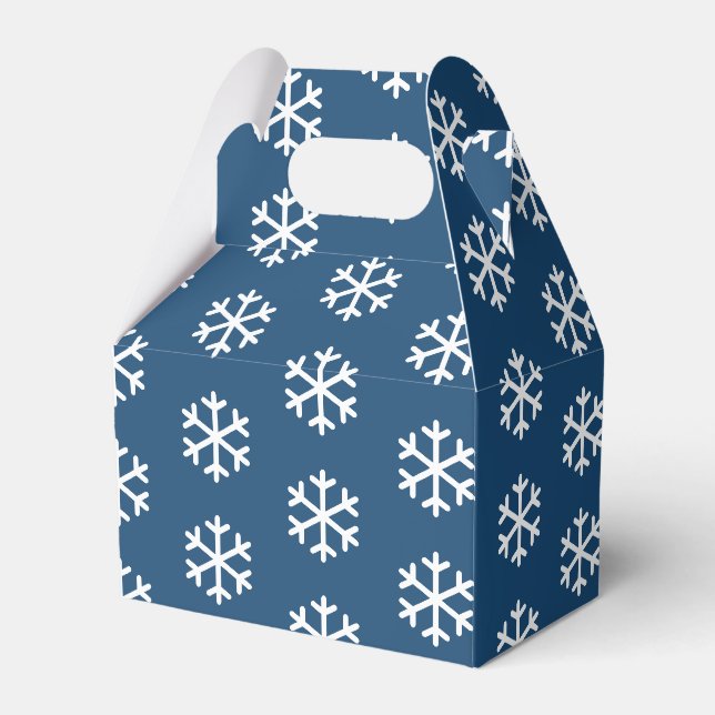 Snowflake Blue Christmas Favor Box Geschenkschachtel (Vorderseite)
