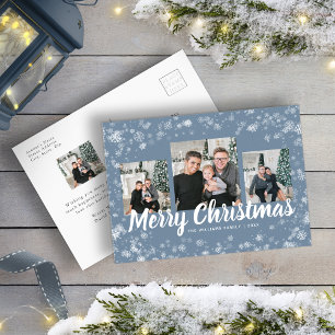 Snowflake Blue Christmas Postcard Postkarte