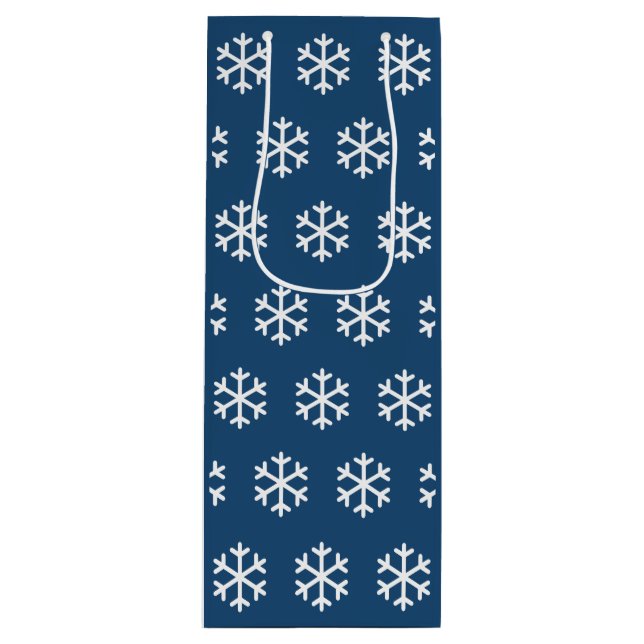 Snowflake Blue Christmas Wine Geschenktasche Geschenktüte Für Weinflaschen (Vorderseite)
