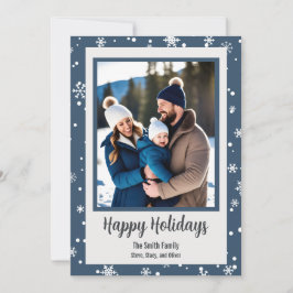 Snowflake Blue Custom Foto Holiday Card Feiertagskarte