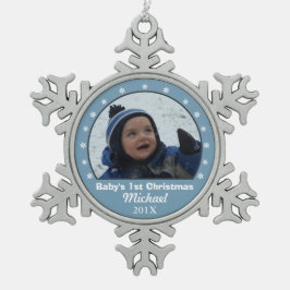 Snowflake Blue Foto Ornament