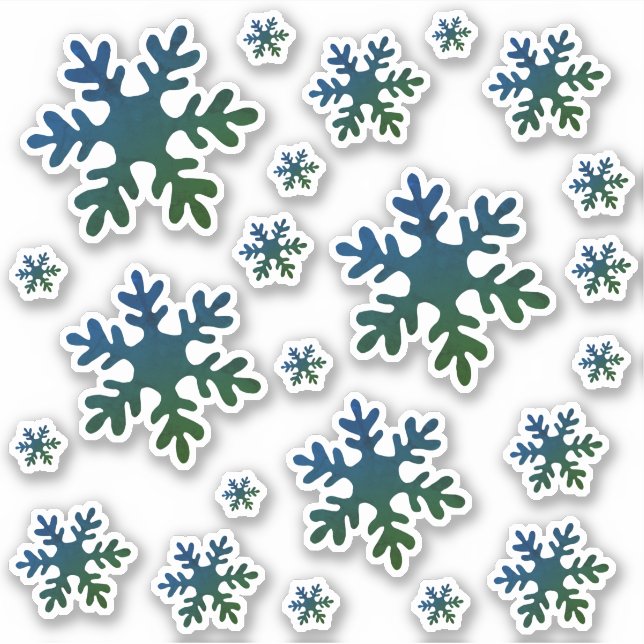 Snowflake Blue Green Snow Winter Weihnachten Aufkleber (Vorderseite)