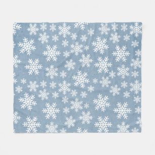 Snowflake Blue Holiday Winter Snow Pattern Fleece