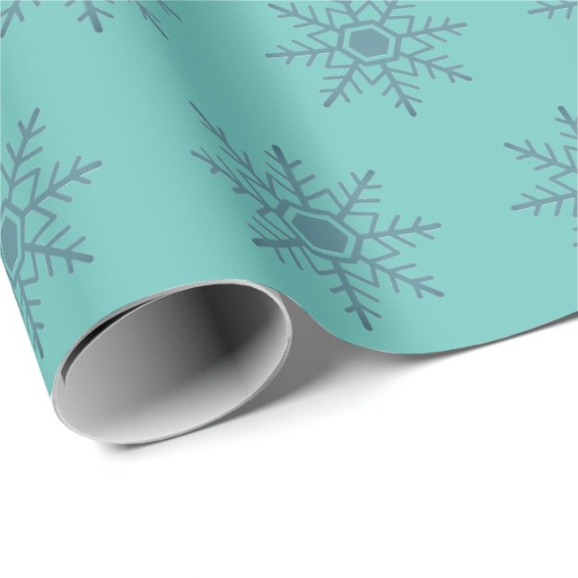 Snowflake Blue Pattern Motif Winter Geschenkpapier (Rolleneckpunkt)