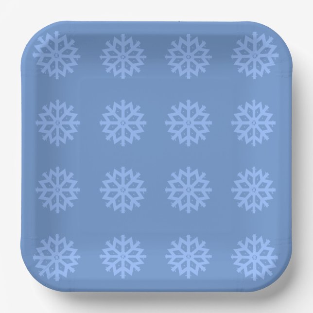 Snowflake Blue Winter Festivals Muster Pappteller (Vorderseite)