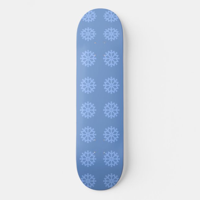 Snowflake Blue Winter Pattern Skateboard (Vorderseite)
