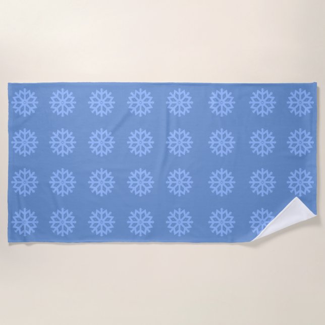Snowflake Blue Winter Pattern Strandtuch (Vorderseite)
