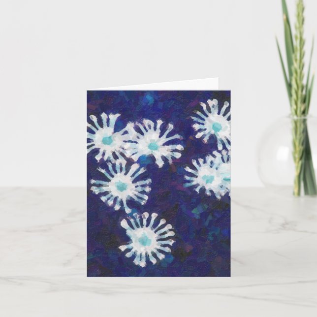Snowflake Blume Blue Note Card Karte (Vorderseite)