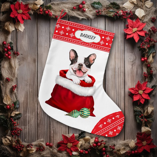 Snowflake Border French Bulldog - Überraschung Großer Weihnachtsstrumpf (Von Creator hochgeladen)