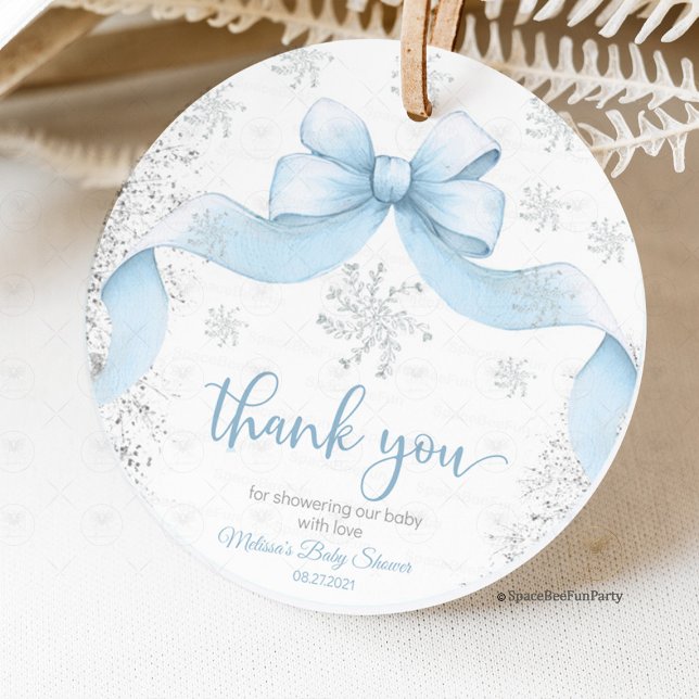 Snowflake Bow baby shower Geschenkanhänger (snowflake baby shower, winter baby shower, baby shower bow, winter baby shower decor, snowflake baby)