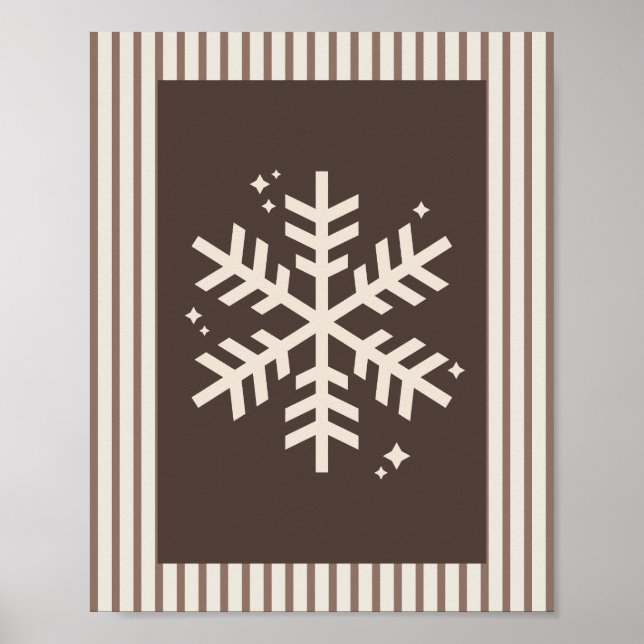 Snowflake Brown Striped Poster (Vorne)