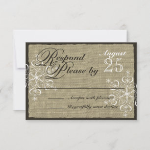 Snowflake Burlap Look Response Card RSVP Karte